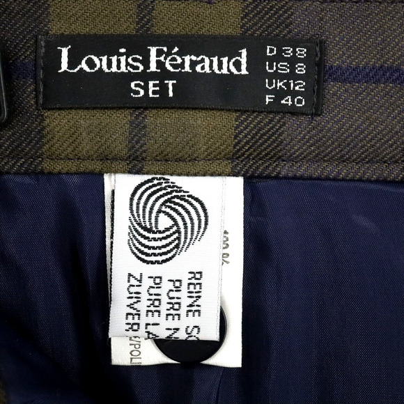 Louis Feraud Shorts Womens 8 Wool Blue Green Plaid Pleated Cuffs Lined Zip Vtg - Picture 3 of 10